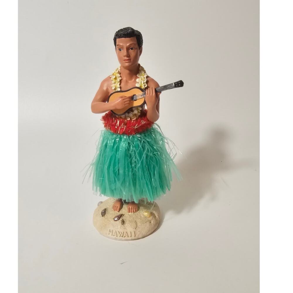 1980 Vintage Hula Boy Nodder Figurine Ukulele K.C. Co. Resin Hawaii Souvenir